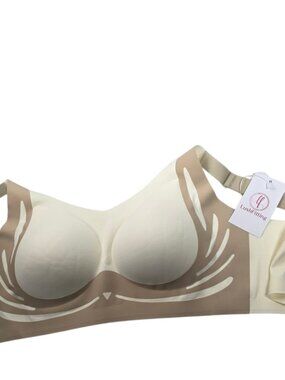 LushFitting Push-Up No Underwire Cream/Brown Bra Sz 5X